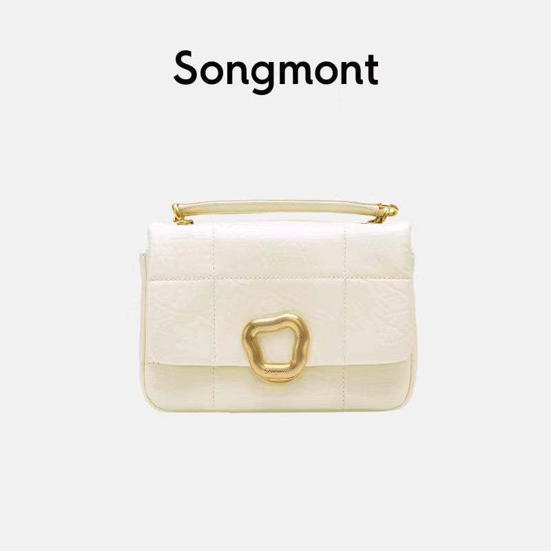 Women's New Beautiful Chocolate Cowhide Chain Small Square Bags