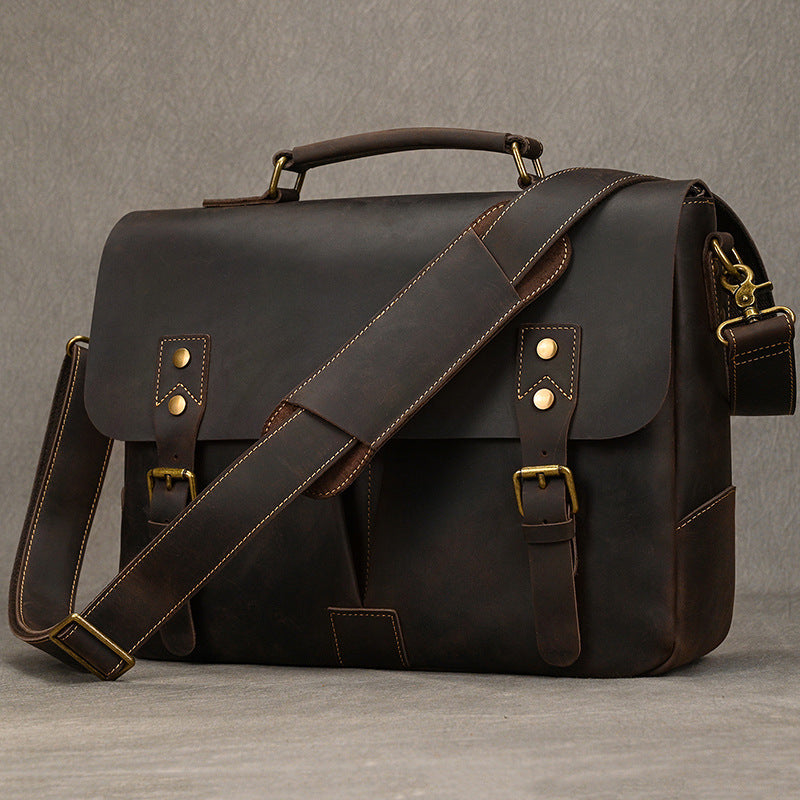 Men's Retro Crazy Horse Leather First Layer Bags