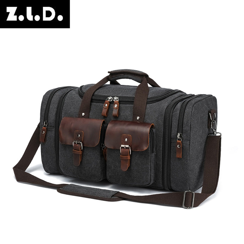 Cool Adjustable Canvas Crazy Horse Leather Travel Bags