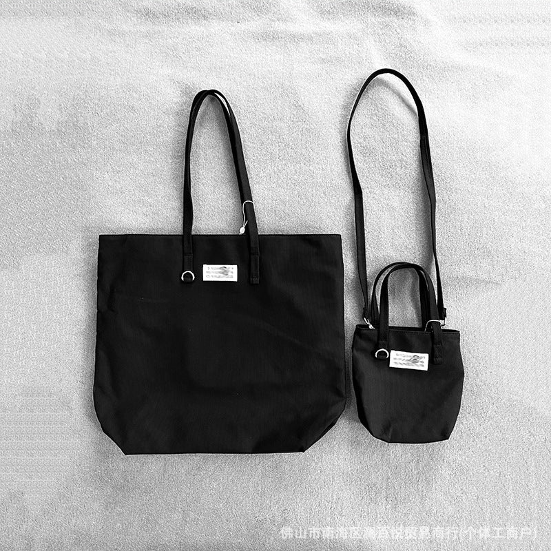 Style Canvas Shopping Simple Logo Commuter Tote Bags