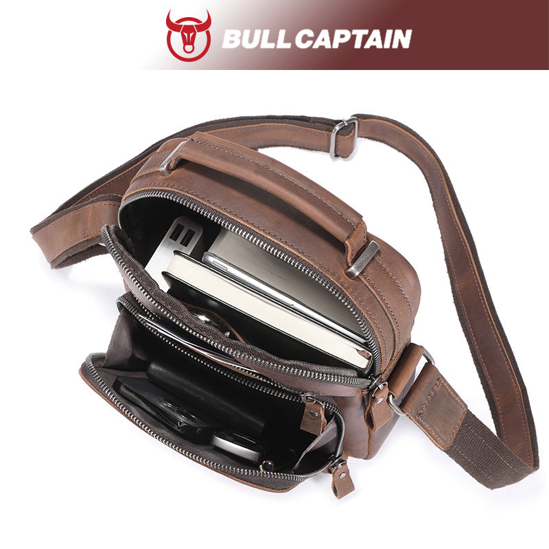 Men's Bull Captain Retro Crazy Horse Leather Bags