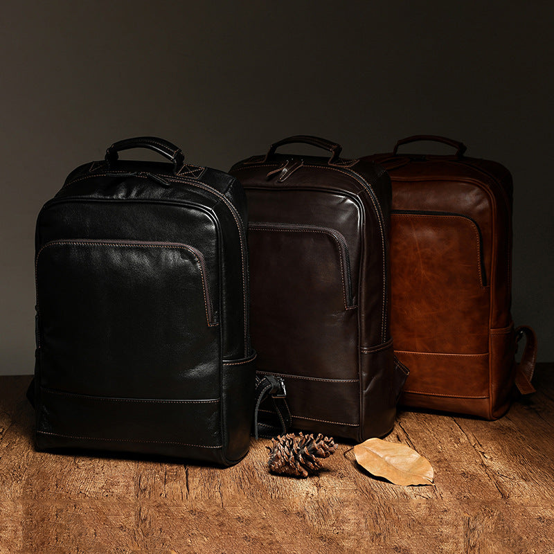 Women's & Men's & Genuine Leather Large Capacity Business Computer Backpacks