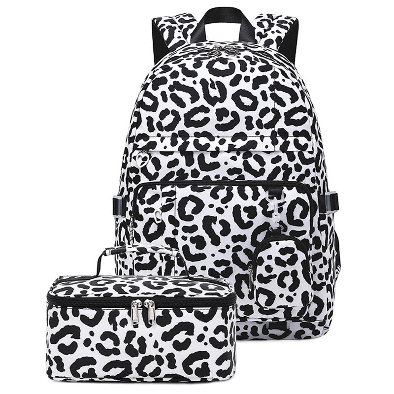 Women's College Leopard Print For Cows Pattern Middle School Students' Schoolbags