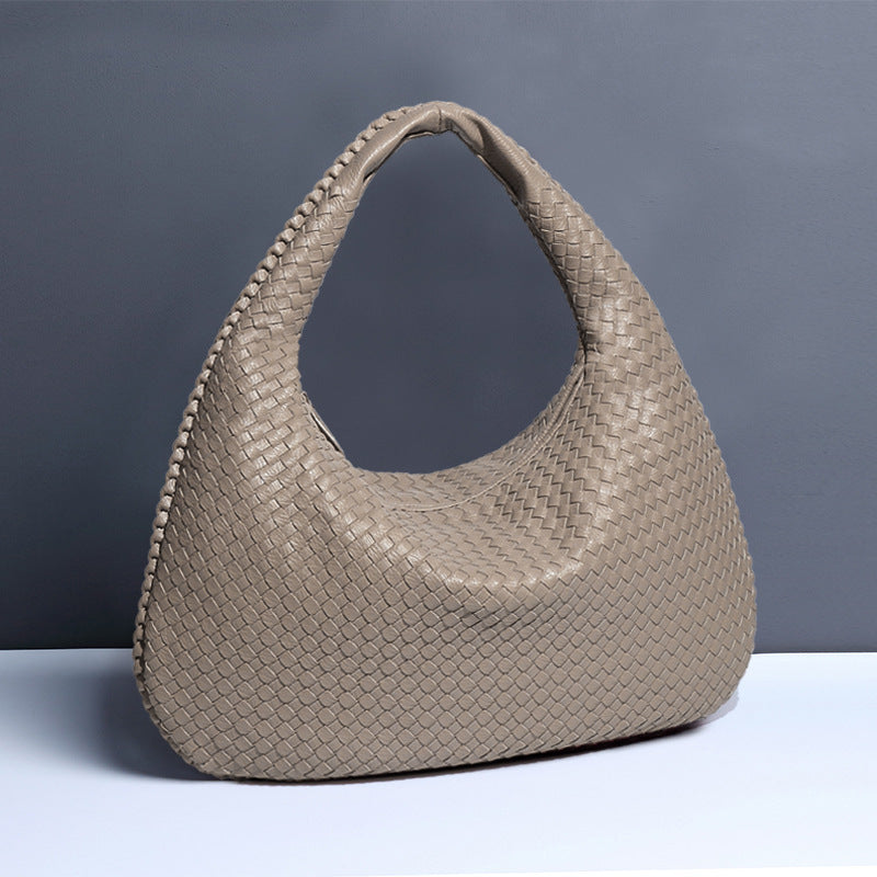 Women's Crescent Woven Large Capacity Simple Croissant Armpit Bags