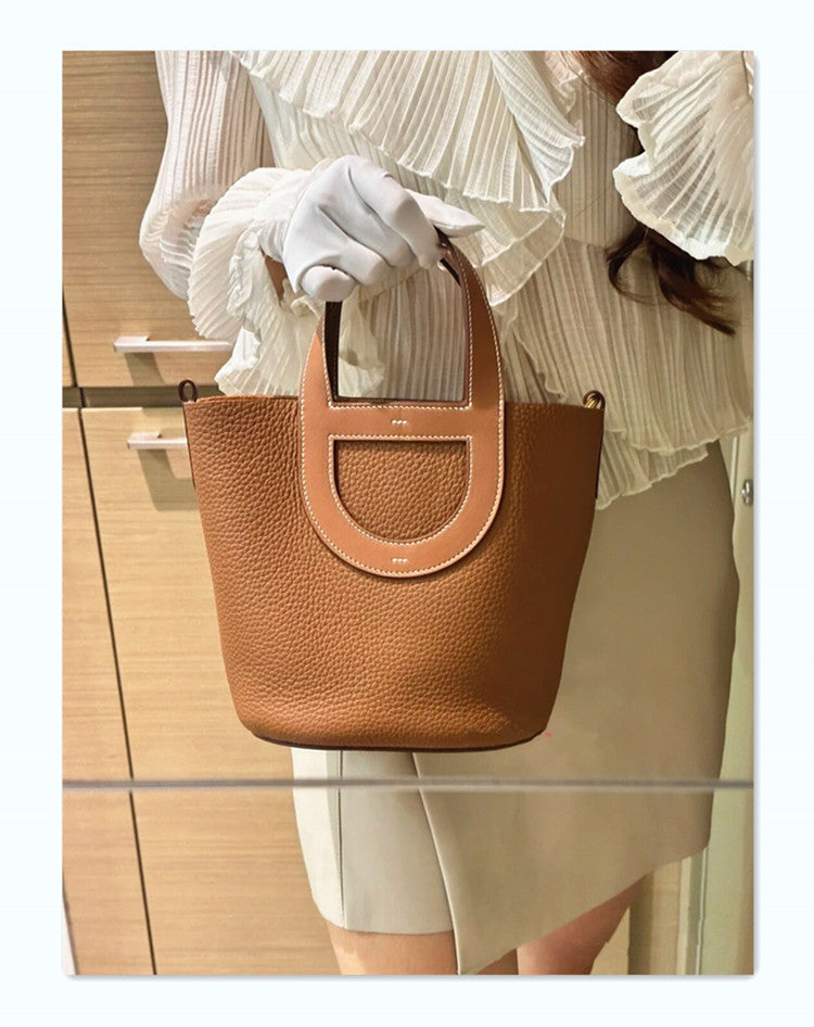 Women's First Layer Cowhide Pig Nose Vegetable Basket Bags