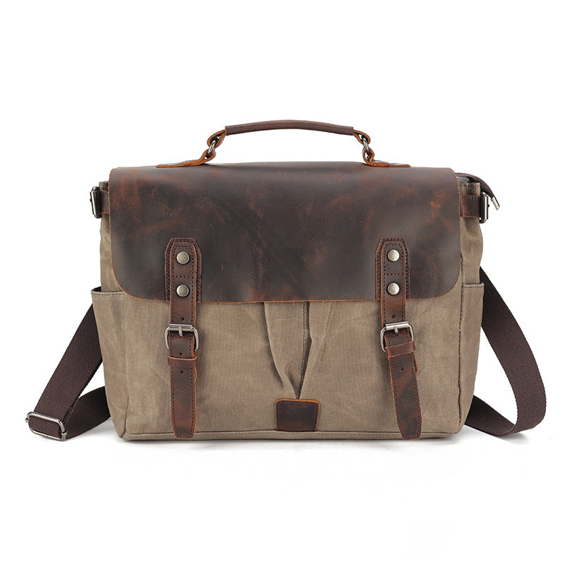 Men's Vintage Oil Wax Canvas With Crazy Men's Shoulder Bags