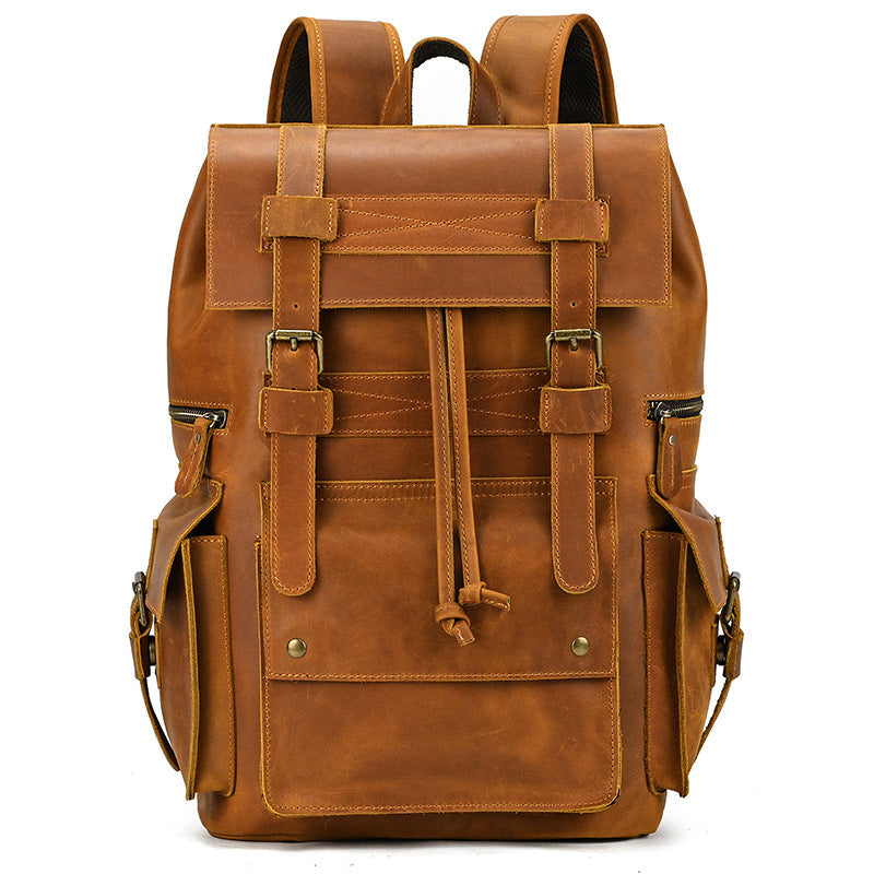 Men's Retro Crazy Horse Leather Business Computer Backpacks
