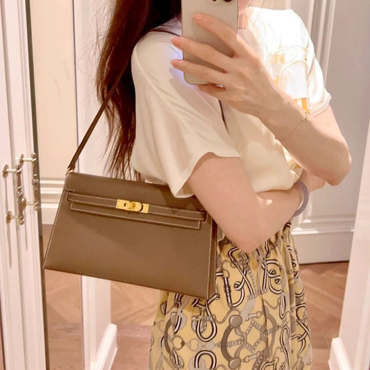 Women's Pattern Genuine Leather Kelly Underarm High-grade Armpit Bags