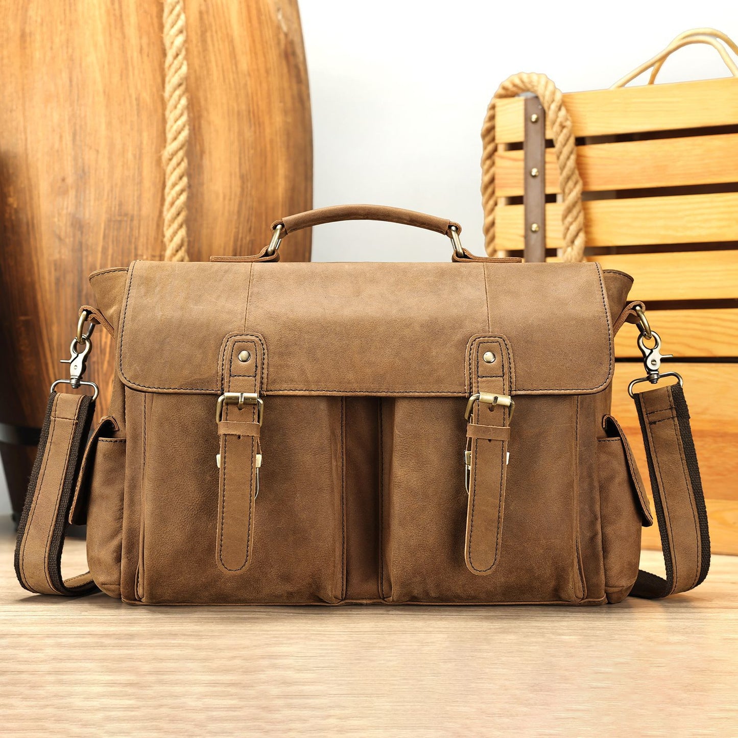Men's Retro Genuine Leather Inch Computer Cowhide Men's Messenger Bags