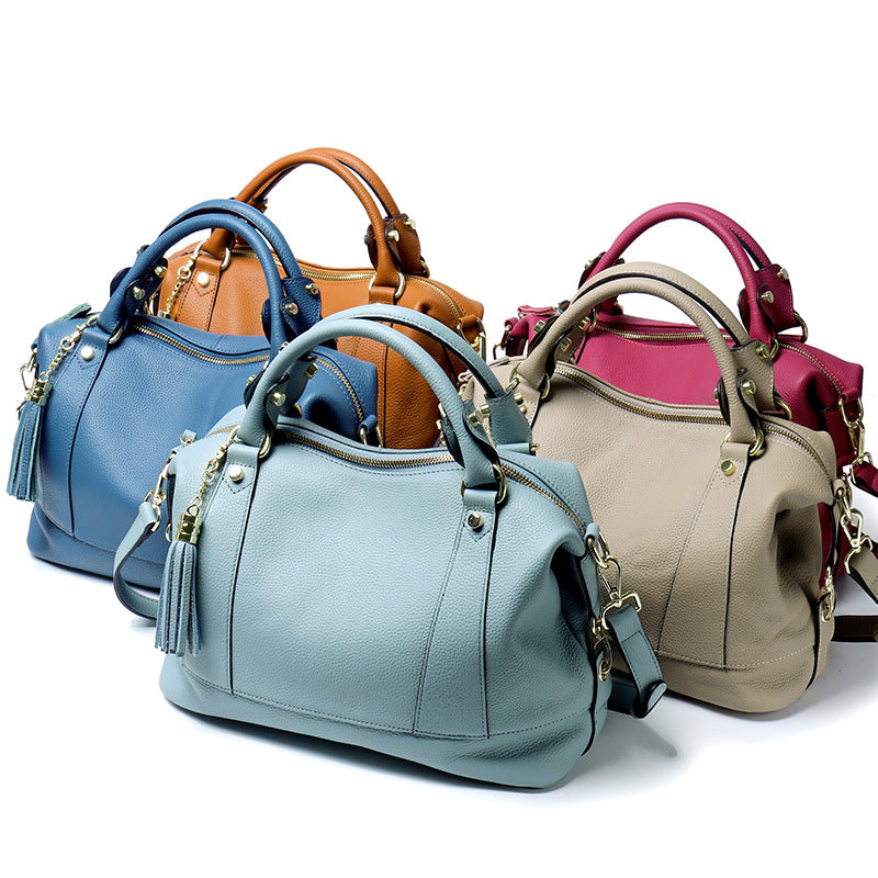 Women's First Layer Cowhide Large Capacity Genuine Handbags