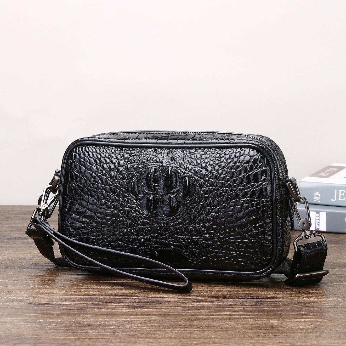 Men's Crocodile Fishbone Pattern Fashion Tide Men's Shoulder Bags