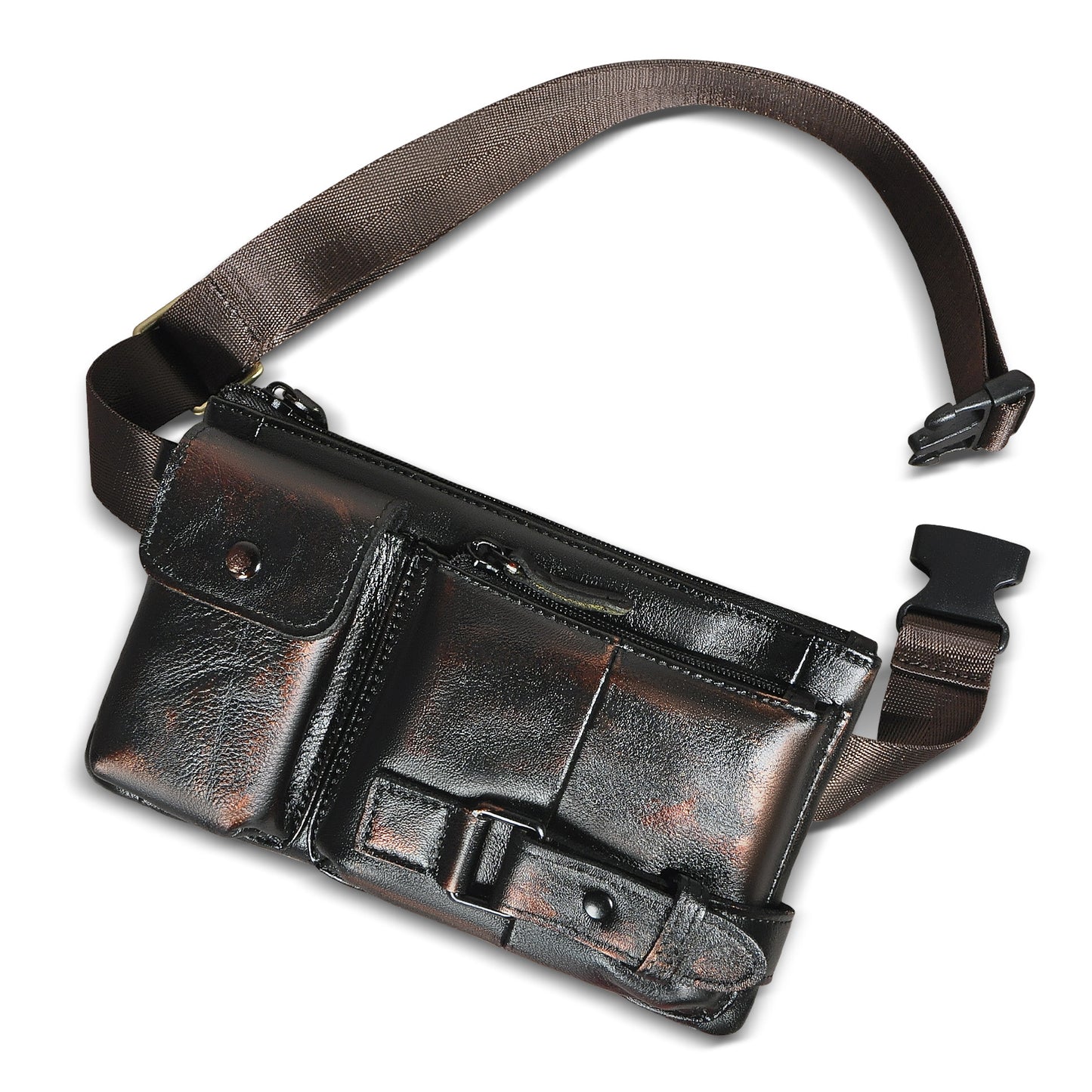 Men's First Layer Vegetable Tanned Leather Cowhide Trendy Men's Chest Bags