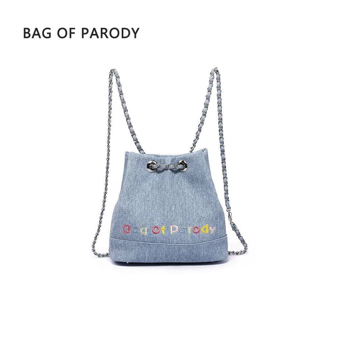 Popular Female Design Denim Chain Leisure Backpacks