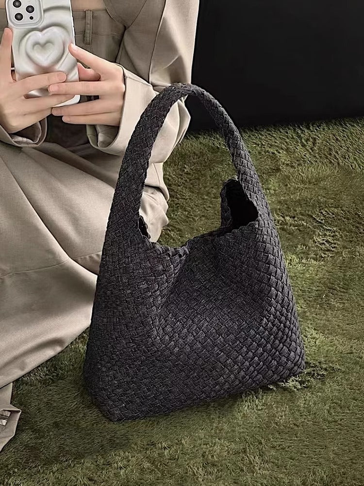 Women's High-grade Canvas Denim Woven Fashion Hand Bucket Bags
