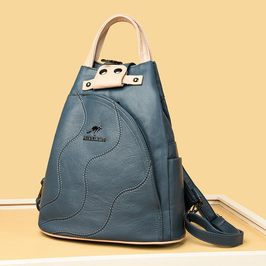 Women's Embroidered Sheepskin Korean Style Fashionable Kangaroo Backpacks