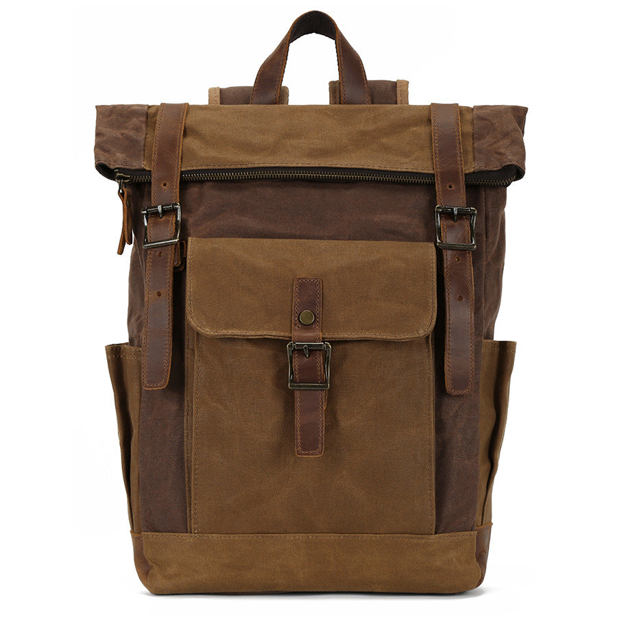 Men's Vintage Oil Wax Canvas Hiking Waterproof Crazy Bags