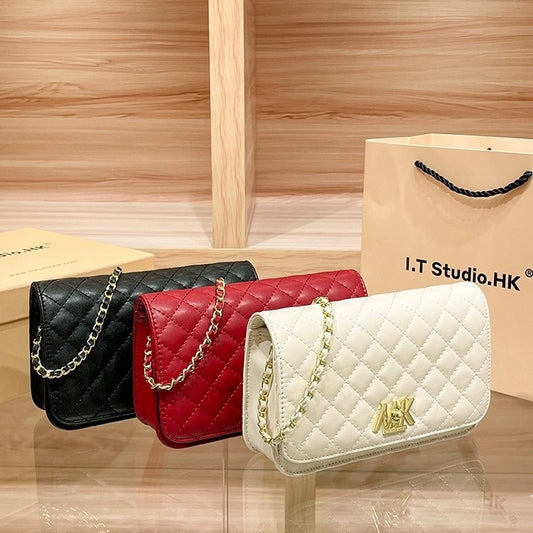 Women's Simple Sheepskin Chain Style Diamond Crossbody Bags