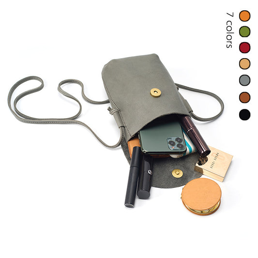 First Layer Cowhide Leather Pocket Tourist Small Square Bags