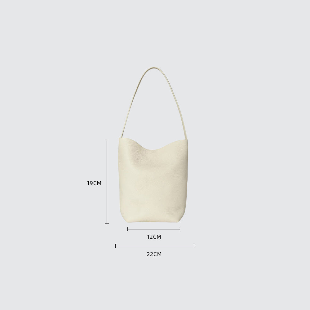 Cowhide Lychee Pattern Large Capacity Commuter Bucket Bags
