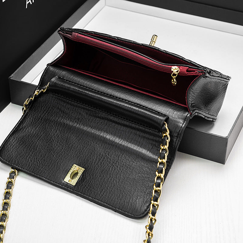Women's Genuine Leather Fortune Rhombus Golden Balls Crossbody Bags