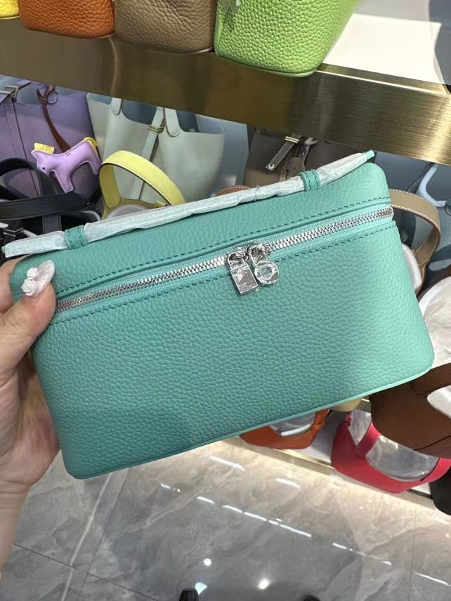 Women's Genuine Leather Lunch Box Kelly Lychee Pattern Shoulder Bags