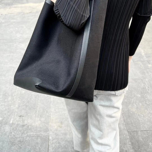 Genuine Leather With Imported Cotton Linen Stitching Bucket Bags