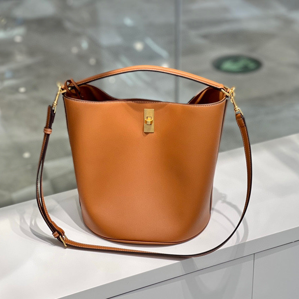 Arc Leather First Layer Cowhide Large Bucket Bags