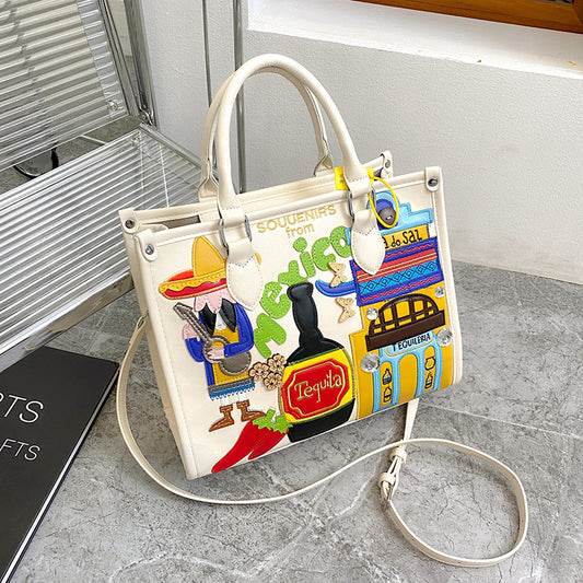 Women's Large Capacity Retro Portable Niche Embroidered Crossbody Bags