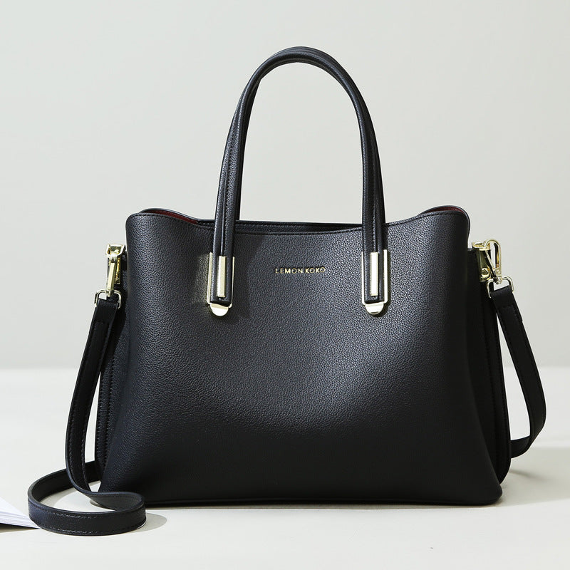 Women's High Sense Mother Fashion Soft Leather Simple Large Handbags
