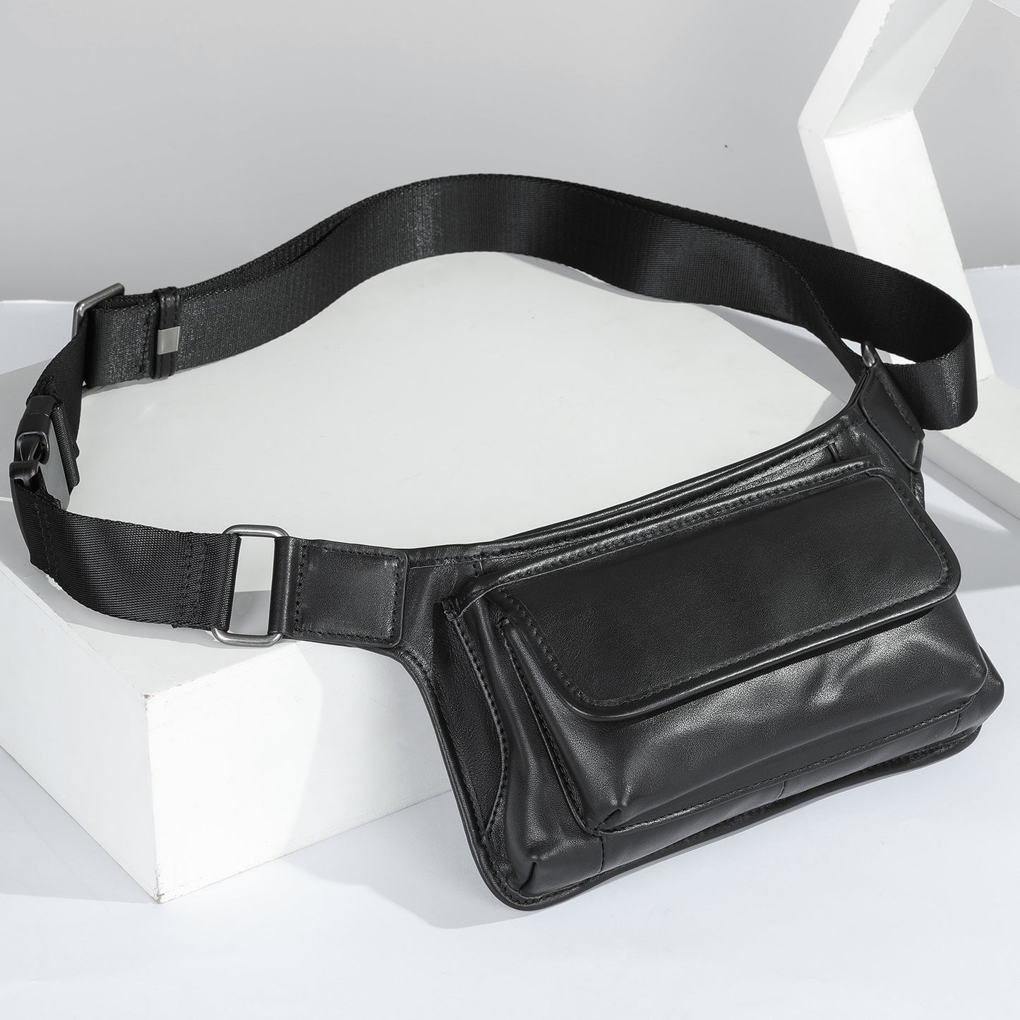 Men's Leather First Layer Cowhide Handmade Sewing Men's Waist Packs