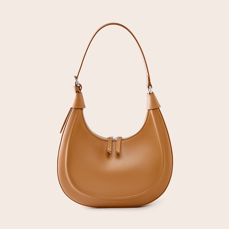 Cowhide Fashion Crescent Underarm High-grade Leather Bags