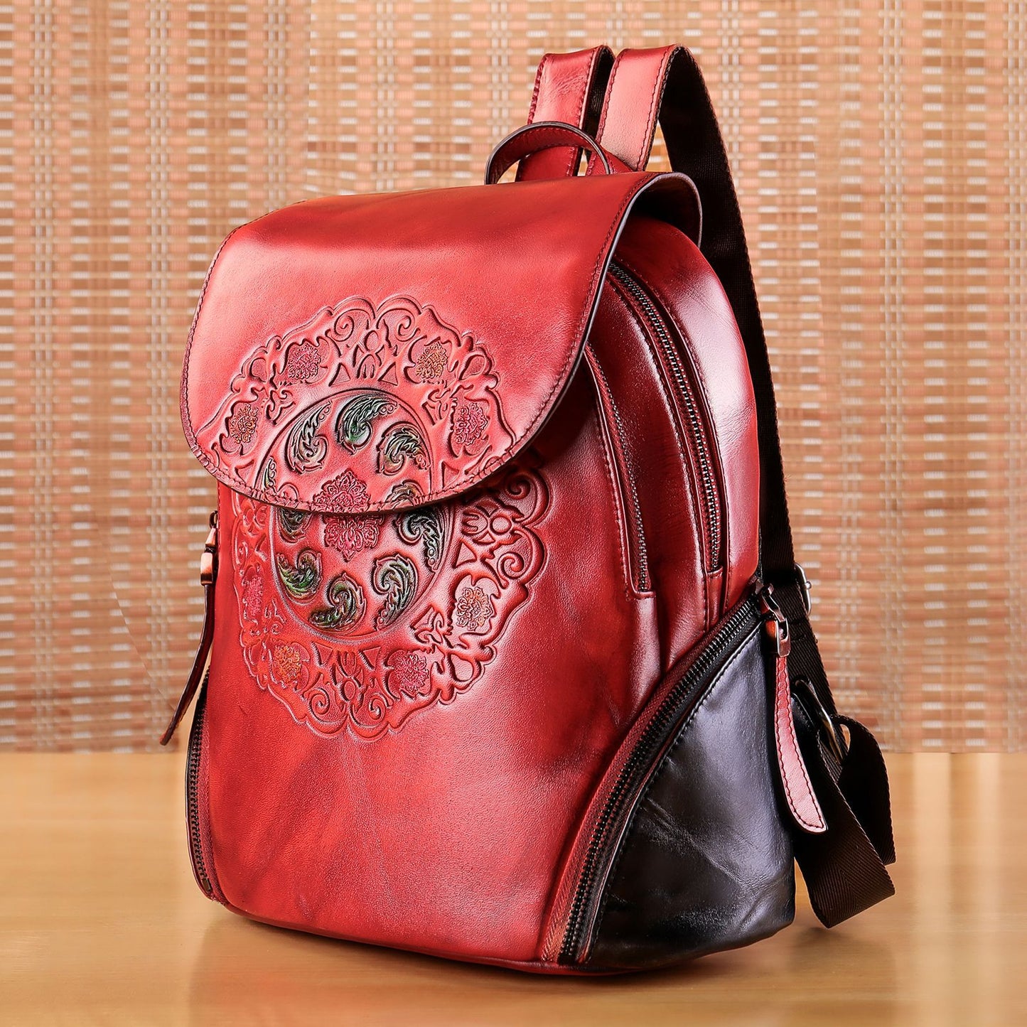 Women's Leather Ethnic Style Retro Hand-rub Color First Backpacks