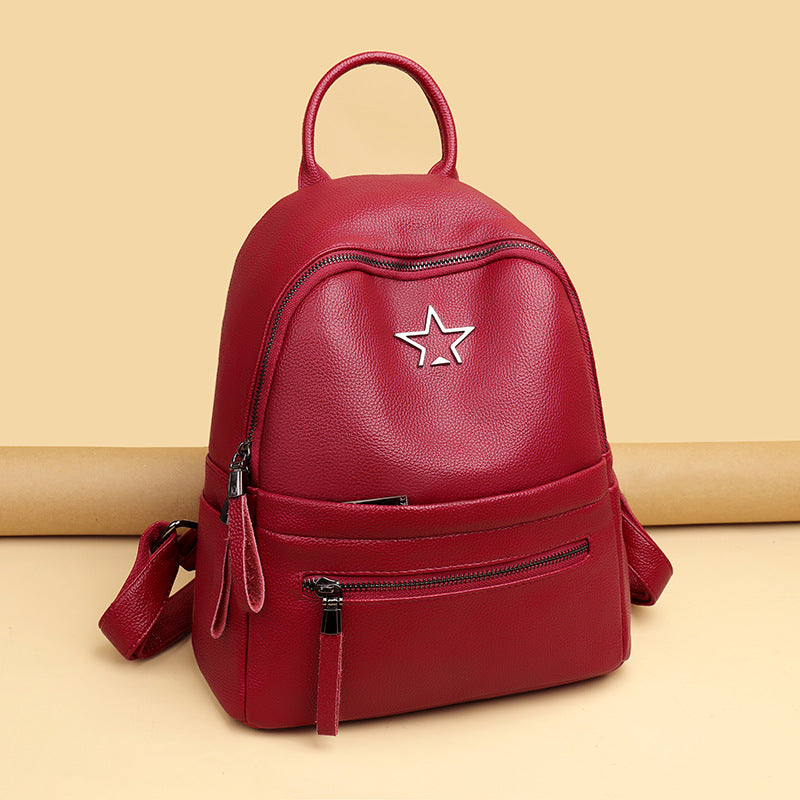 Women's Style Lychee Pattern Large Capacity Soft Backpacks