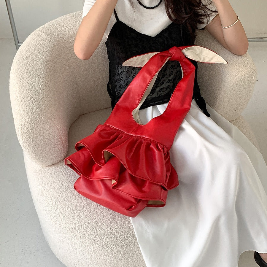 Summer High-grade Minority Ruffled Large Capacity Shoulder Bags