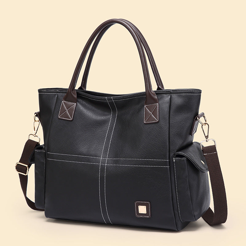 Women's Large Capacity Soft Leather Mature Elegant Shoulder Bags