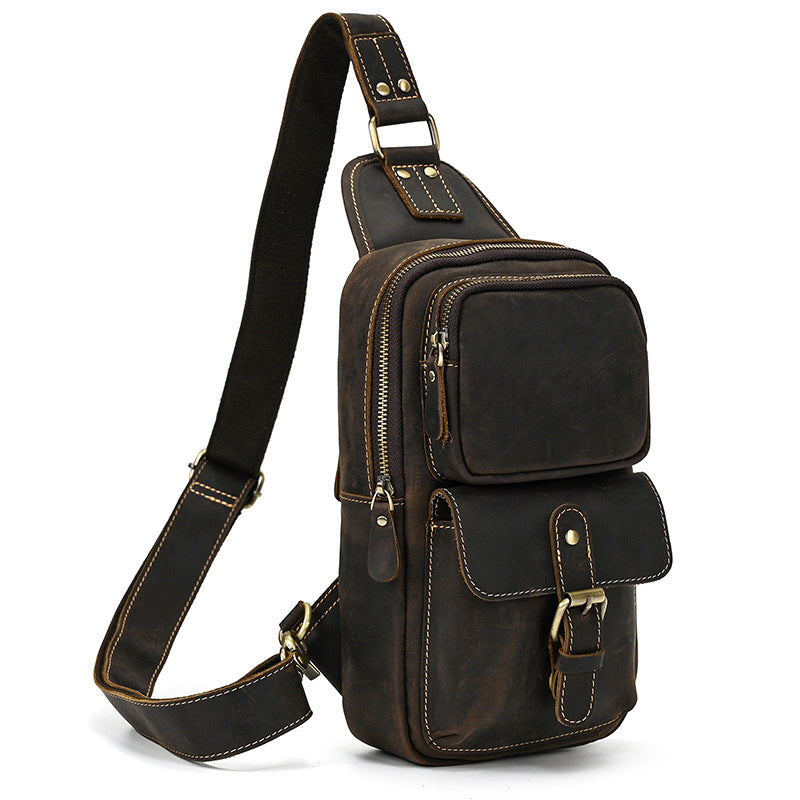 Men's Leather Vintage Crazy Horse First Layer Men's Chest Bags