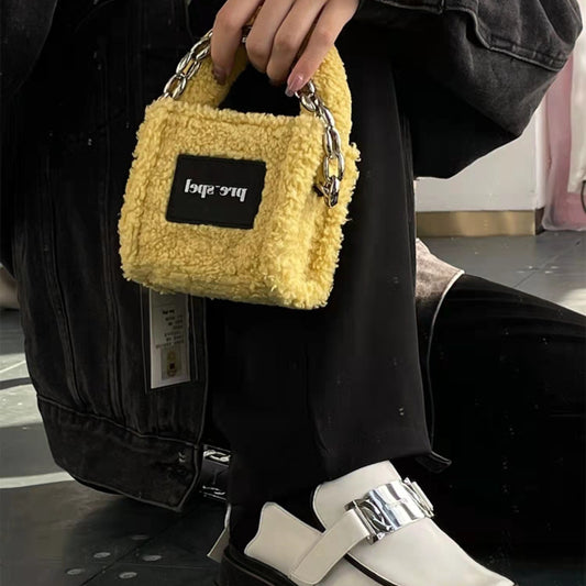 Women's Niche Designer Luxury Plush Imitation Fur Shoulder Bags