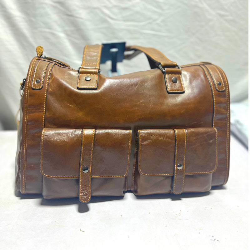 Leather Large Capacity Cowhide Storage Horizontal Travel Bags