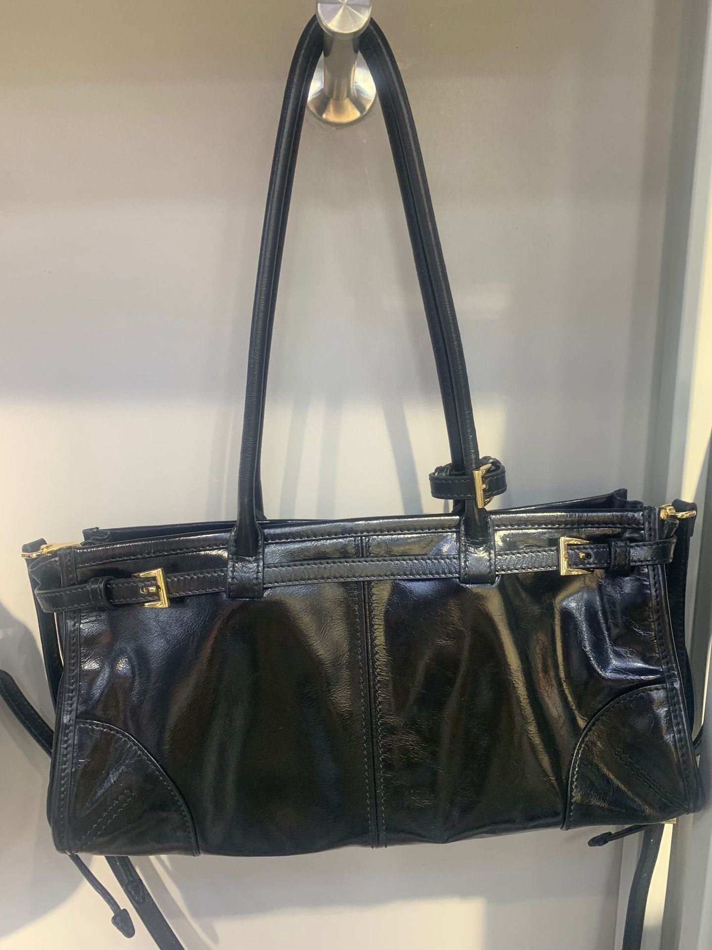 Wax Leather Long Underarm Vintage Pair Shoulder Bags
