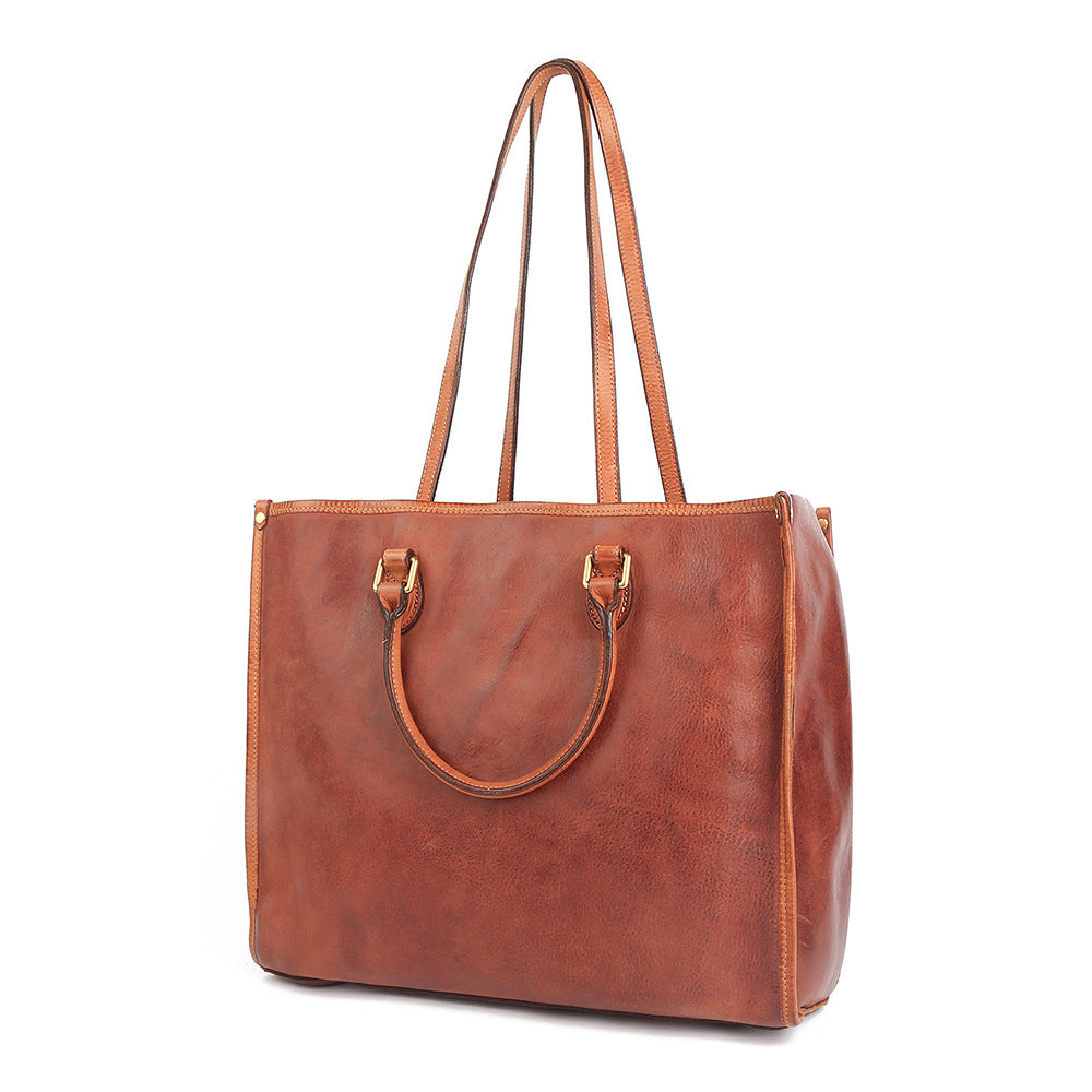 Women's Genuine Leather Large Capacity Retro Underarm Tote Bags