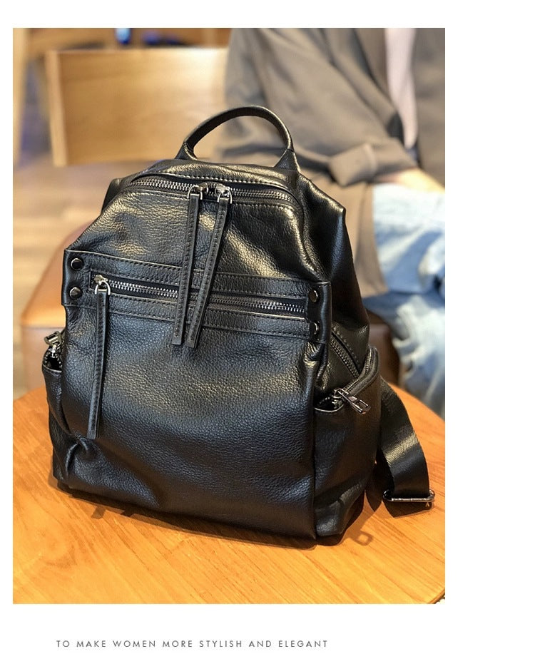 Women's Fashion Genuine Leather Retro Tide Backpacks