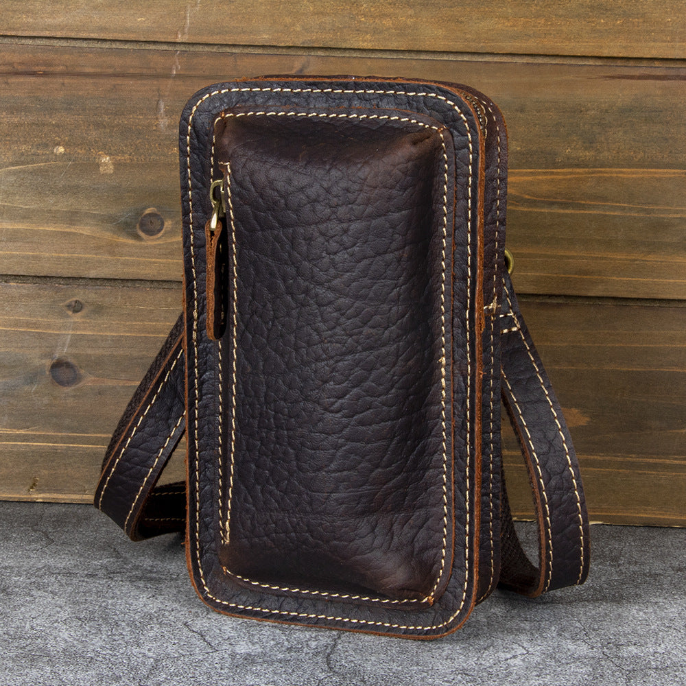 Men's Leather Vertical First Layer Cowhide Retro Bags