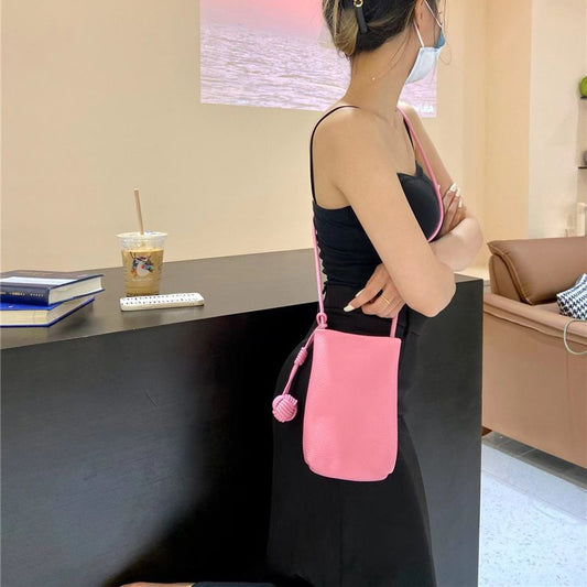 Women's Korean Vertical Leather Minority Fashion First Phone Bags