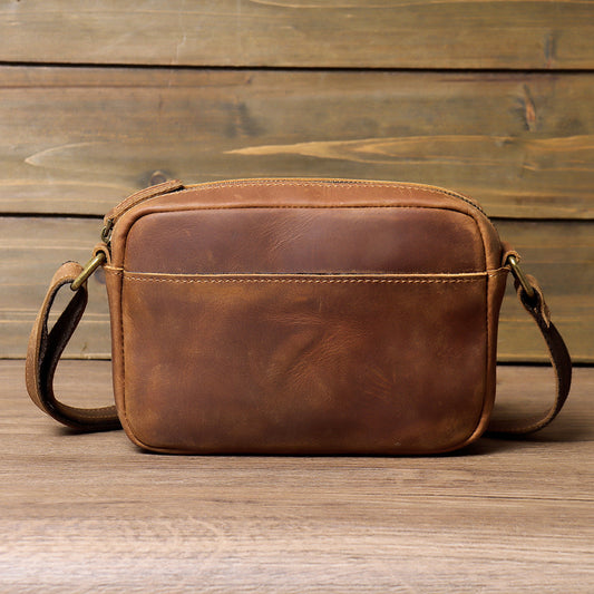 Men's Crazy Horse Leather Retro Simple First Bags