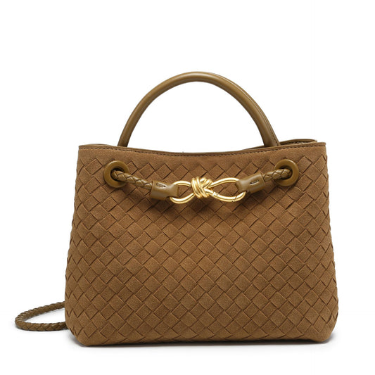Women's Suede Frosted Woven Portable Metal Butterfly Tote Bags