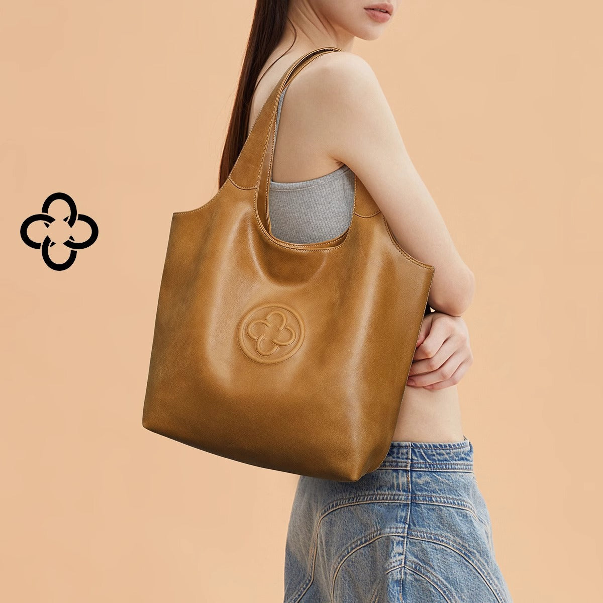 Women's High Quality Underarm Leather Retro Large Tote Bags