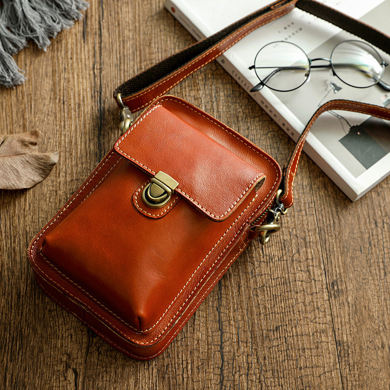 Men's Vegetable Tanned Hand-rub Color Genuine Leather Top Layer Men's Messenger Bags