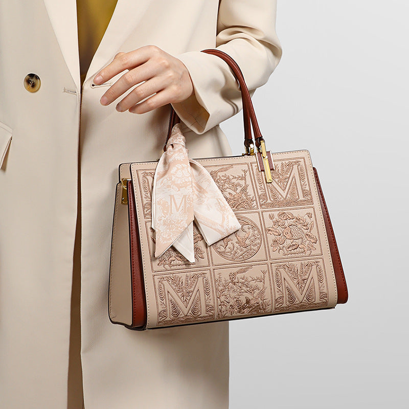 Women's Genuine Leather Temperament Mom High Sense Handbags