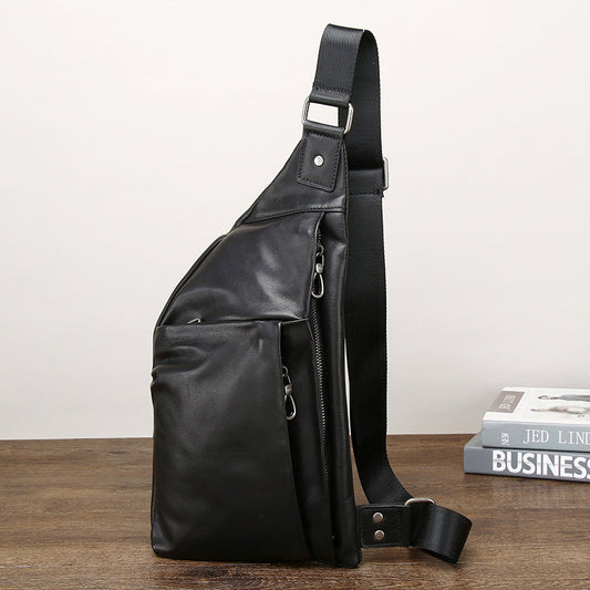 Men's Leather Fashion Cowhide Large Capacity High-grade Men's Chest Bags