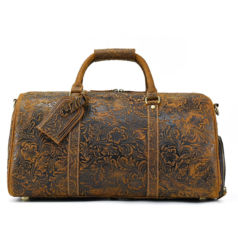 Men's Crazy Horse Leather Fitness With Shoe Luggage
